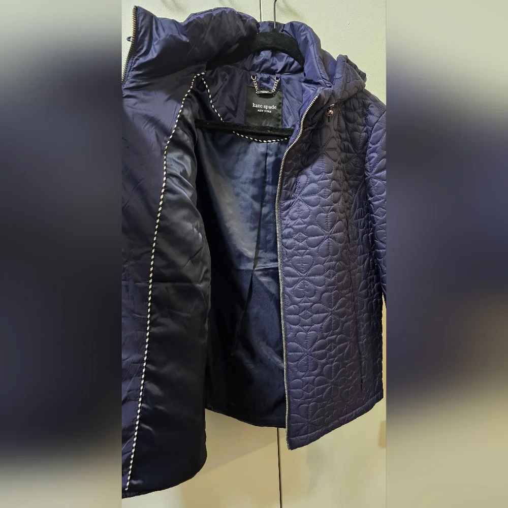 Kate Spade New York Flower Quilted Jacket Planetary Navy Womens Size XL NWT - Picture 11 of 16